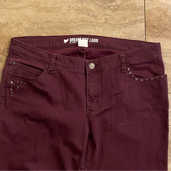 Dream Out Loud Selena Gomez Maroon Studded Jeggings Junior Size 11 - Picture 4 of 12
